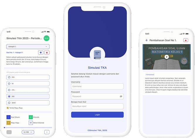 Preview aplikasi simulasi tes Edu360 Online di smartphone